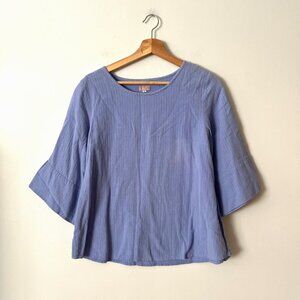 Iridium Blue Cotton Boxy 3/4 Sleeve Top Women's Size Small